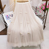 Dress Gentle Fairy Design Feeling Bow Net Autumn Winter Display Thin Waist Half Body Skirt 0883