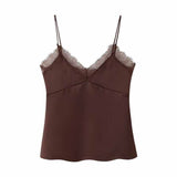 Sexy Lace Splicing Sexy Sling Vest Woman Autumn Hottie Style Slimming Inside A Short Top
