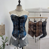 Real-Patting Hottie With Chest Pads With Bra Lace Spliced Slings Slings Women Wearing Short Tops