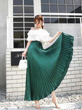 2025 New Women's Color Metallic Metallic Luster 100-Folded Dress Long Organ Skirt Half-Dress Skirt