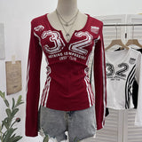 Real Shooting Sports Wind Crash Color Print Semi-Zip V-Neck Long-Sleeved T-Shirt With Thin Velvet Bottom Short Top 1363