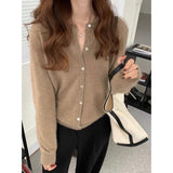 2026 Spring And Autumn New Round-Necked Purple Short Knitted Small Cardigan Loose Outer Sweater Coat For Women