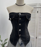 Real Shooting Babes Cowboy Tsets Single-Breasted Single-Breasted Slime Strap Wrap Vest 2838