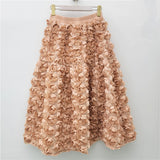 2025 New Three-Dimensional Flower Skirt Women High-Rise Thin And Fluffy Skirt In The Long Fairy Big Swing A Skirt