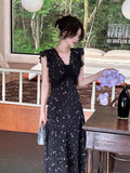 French Black Lace Slings Crumloan Dress Women's Summer 2025 New High-End Temperament Poinch Dress