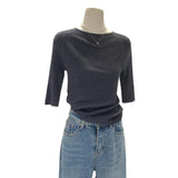 2026 Early Spring Temperament French Dopamine Word Shoulder Sleeve Bottom Knitted Girl Autumn New Body Show