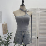 Real Shot With Chest Cushion Lattice Irregular Hanging Neck Sling Vest Female Boaaaaaaaaaaaaaaaaaaaaaaaaaaaaaaaaaaaaaaaaaa