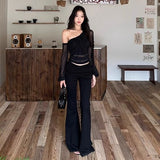 Slim Thin Top Sexy Slanted Shoulder Hottie Top Design Women's Summer Sunscreen Shirt Women Long-Sleeved T-Shirt Thin