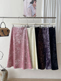 French Retro Plus Velvet Diamond Gold Velvet Dress Girl Autumn And Winter Temperament Thin Shade A Word Fishtail Skirt
