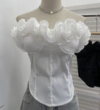 Real Shooting Three-Dimensional Flower Wrapped Breast Vest Women With Chest Pad Outside Wearing Bras Short Sleeveless Top 2718