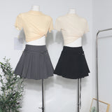 Pict Girl Gray Suit Half-Dress Woman High Waist Thin A Word Small Short Skirt Belt 8506