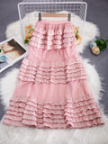 Ocean Spirit Dynamic Mesh Splicing Layer Cake Half Dress Women 2026 Spring Leisure Lazy Can Folded Through The Long Skirt