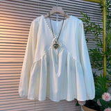 Large-Size Women's Clothing 2025 Spring And Autumn New Women's Fat Mm Long-Sleeved V-Neck Loose Thin Gas Coat To Cover The Stomach