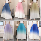 Gradient Color Half-Dress Woman High Waist Thin Feeling Fell 100 Folded Skirt In The Long A-Word Skirt