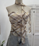 Printed Mesh Ribbon With Chest-Plate Waistcoat With Chest Cushion Anti-Slip Strip Foldless Sleeveless Top 8166