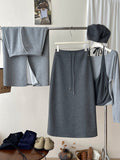 Casual Simple Solid Color High-Waisting Rope In The Long Thin Fashion Skirt Women's Autumn Bag A Skirt