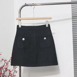 Long-Term Goods Small Fragrant Wind Coarse Flowers A Short Skirt Women High Waist Thin Skinny Bag Hip Half-Body Skirt 8996