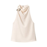 2026 Spring Women's Clothing Tycoon Hanging Neck Texture Sleeveless Small Top 8919911