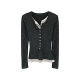 2026 Early Spring Lazy High Sense Unique Fake Two Long-Sleeved Knitted Shirt Women Early Autumn Wearing Small Tops