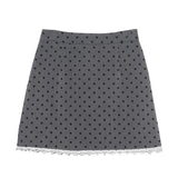 Han's Sweet Commuter Wave Half Dress Woman High Waist Thin Splicing Lace Side A Word Short Skirt 6882