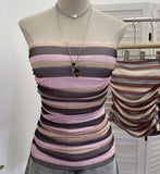 Real Shot Color Striped Mesh Tans Tector-Coat With Chest Pad Anti-Slip Strip Folds Repair Short Sleeveless Top 8185