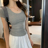 European Goods High-End Feel Shoulder Repair Short-Sleeved T-Shirt Women's Summer 2025 New Niche Fashion Thin Top