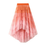 Chic Special Dress Dopamine Series Thousand Layers Of Irregular Cake Skirt Gradient Fairy Skirt Big Swing Yarn Skirt