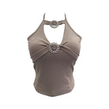 Real Shot With Chest Cushions Bare Back Hanging Neck Sling Vest With Hot Girls Hollow Short Sleeveless Top 1053