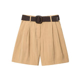 2025 Summer New Women's Fashion Casual Short-Sleeved Shirt With Belt Shorts 8372226