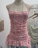Net Yarn With Hanging Neck Sling Sling Waistcoat Splicing Lace Under The Lace Swing With Sleeveless Top Woman 16511