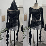 Real Shooting Niche Does Not Hit The Wasteland Hottie Wearing Hooded Holes Long Sleeves Irregular Ribbon Clothing 9297