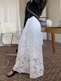 French Heavy Industry Embroidery Hook Hollow Dress Woman 2025 Spring Korean Loose Waist Big Swing Gentle Style Long Dress
