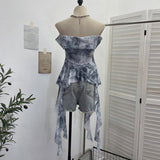 Wasteland Hot Babes Wind Shoulder Thin Mesh Printing Ribbon Clothes Irregular Design T-Shirt 8156