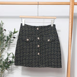 Small Scented Coarse Flowers, The Short Skirt 2025 Autumn And Winter Korean Version Of The Small Man A-Word Bag Hip Lattice Half-Dress 8891