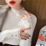 Half-High Collar Bottomed Bottomed Women's Autumn And Winter 2026 New Repair Knitted Tops With Lace-Side Burst Sweater