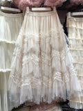 Design Sense Heavy-Working Layer Yarn Nail Bead Design Half-Dress Summer New Thin Cake Dress Dress Woman