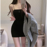 Summer Solid Color Tight Breast Double Slings Sling Skirt Elastic Body Dress Bag Hip Short Skirt