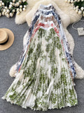 National Feng Shui Ink Painting Print Skirt Women's New High-Waist Long A Word Thin Fishtail Skirt 100-Fold Skirt