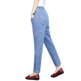 Spring And Autumn Mother Pants Trousers Large-Size Middle-Aged Women's Trousers Middle-Aged Autumn And Winter New High-Waisted Harlan Jeans Woman