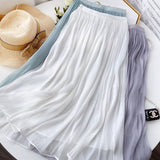 Silk Sensing Temperament Half-Dress Woman Slim Thin Long A-Dress Hanging Summer Egan Yarn Skirt