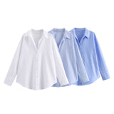 2025 Summer New Women's Cotton Loose Leisure Long-Sleeved Oxford Shirt Women 8855853