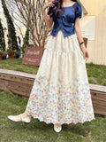 New French Sweet Heavy Industry Embroidery Print Collection Waist Thin Long High-Waist Fairy Skirt A Word Half-Body Skirt