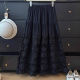 High-End Temperament Hollow Lace Splicing Half Dress Women Summer Pure Desire Wind Tight Waist Thin Swing Skirt