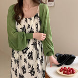 Empty Shawl Summer With Skirt Short Coat Sling Strap Hoodie Women's Ice Knitning Sunscreen Cardigan Thin