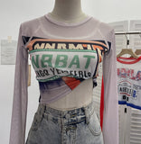 Real-Patted Letter-Print Mesh Yarn Women's Summer Thin Single-Layer Perspective Sunscreen Hooded Short T-Shirt 50235