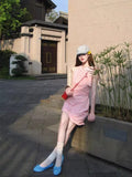 Pink Lattice Hanging Neck Sleeveless Dress Women's Summer 2025 New High-End Small Sweet Princess Dress