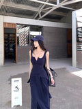 Tibetan Blue Sling Skirt Niche Temperament Dress Female Summer Temperament To Show Skinny Dress Babes Hip Dress