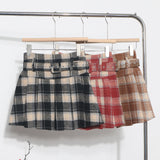 Real Shooting With Belt ~ Lattice Hair Of The Hundred Folded Skirt High Waist Anti-Light Small A Word Short Skirt 8382