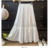 Gentle Wind Hollow Lax Subian Thin Half Body Skirt Woman Spring 2025 High-Waist Fold Loose Layer Cake Skirt Tide