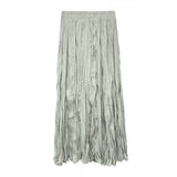 Long-Long Crumbilled Skirt Women's Dance Dress Korean High Temperature Folding Folded Skirt Flowing Folding Skirt